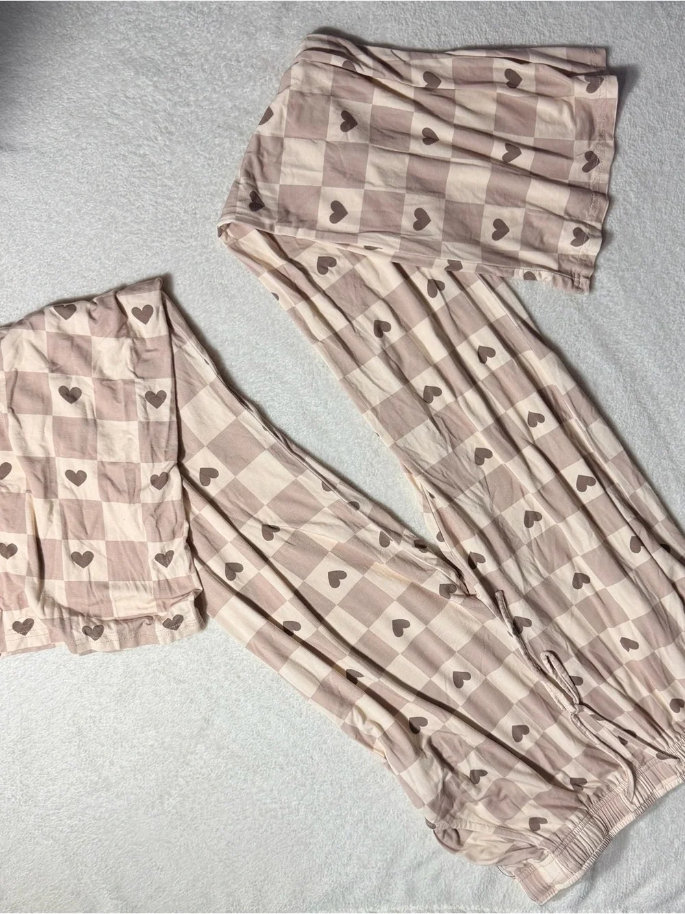 Forever French Bamboo Viscose Heart Checkerboard Lounge Pants - Size M